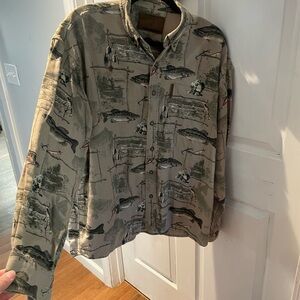 North River Bass Fishing Botton Down Large 100% Cotton